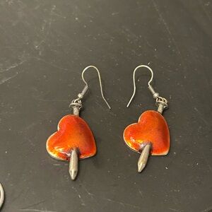 Heart-Shaped Red Earrings